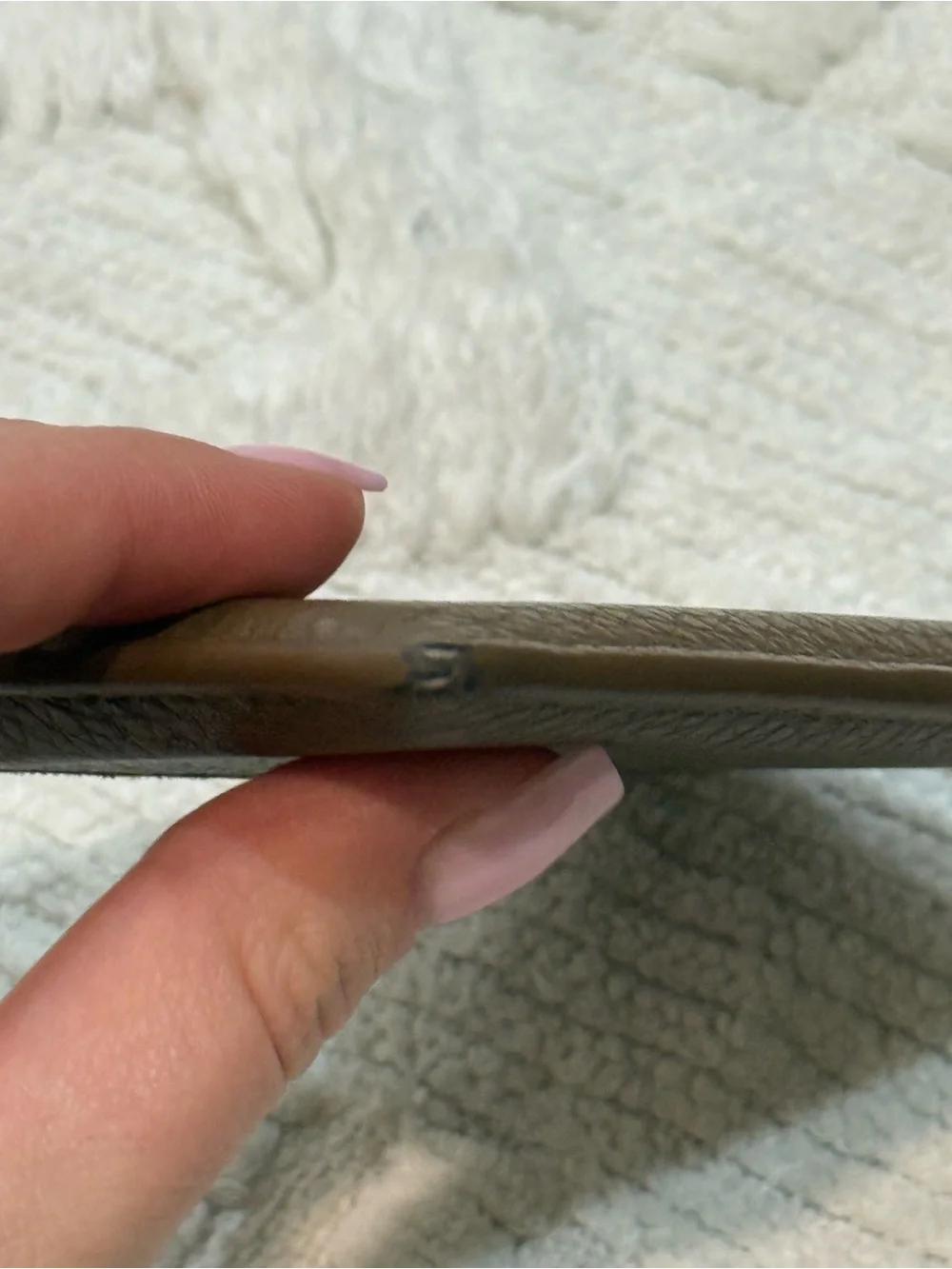 Burberry Brown Pebbled Leather & Check Card Holder with Pink Accent